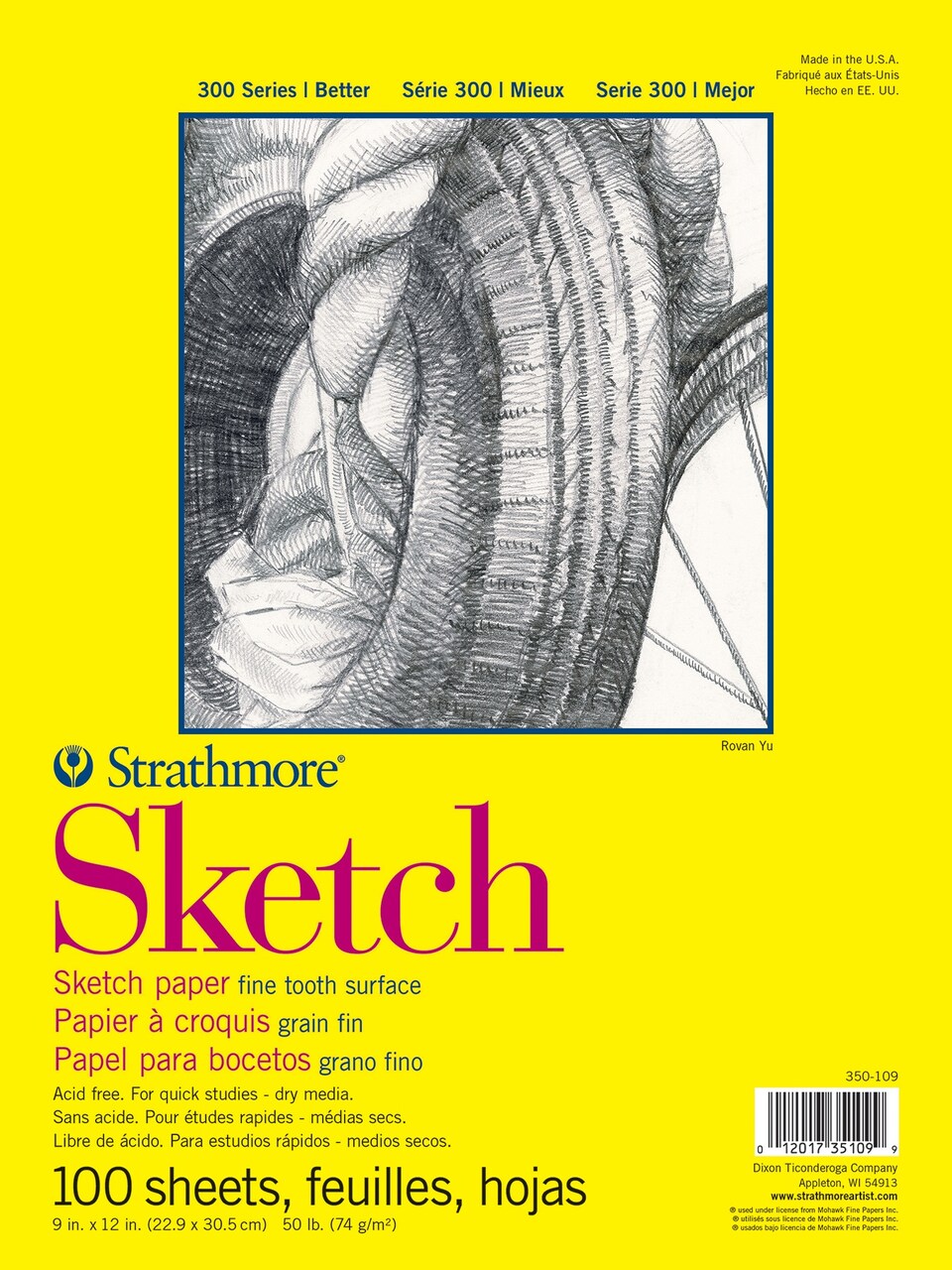 Strathmore 300 Series Sketch Pad 9"X12"-100 Sheets, Glue Bound